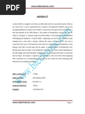 Barrel Shifter Field Programmable Gate Array Vhdl