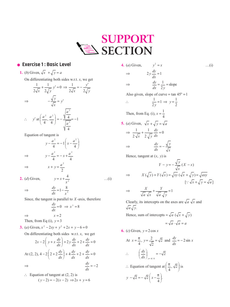 Basic Differentiation and Tangent Equations | PDF | Slope | Sphere