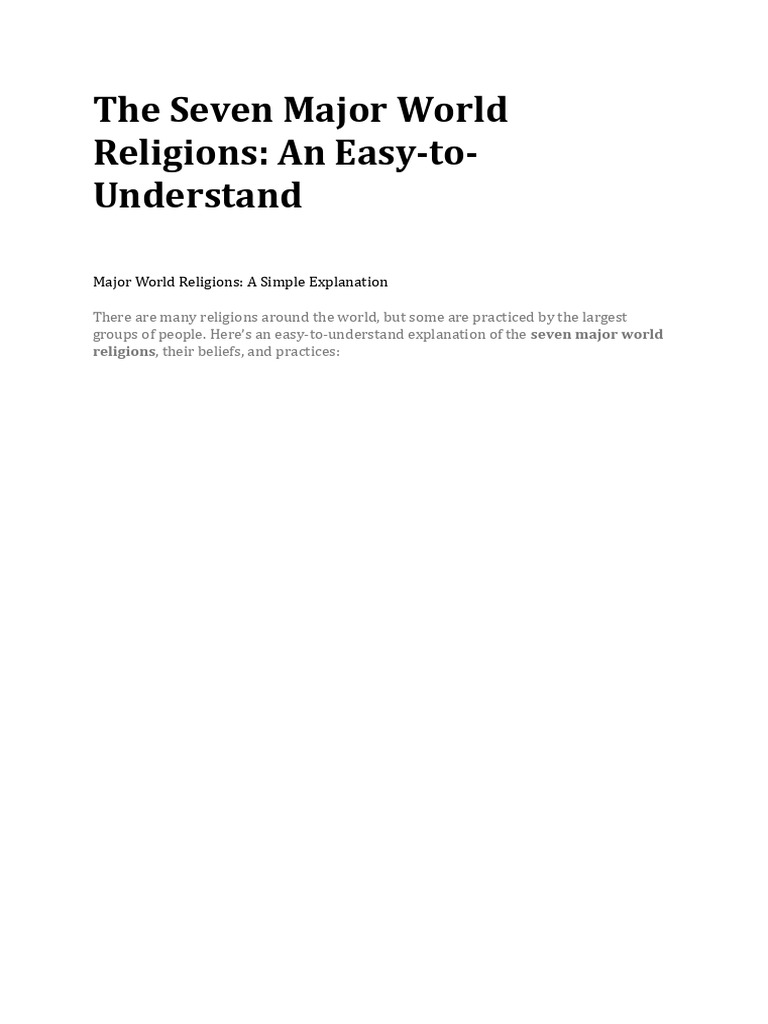 Overview of 7 Major World Religions | PDF | Jesus | Moksha