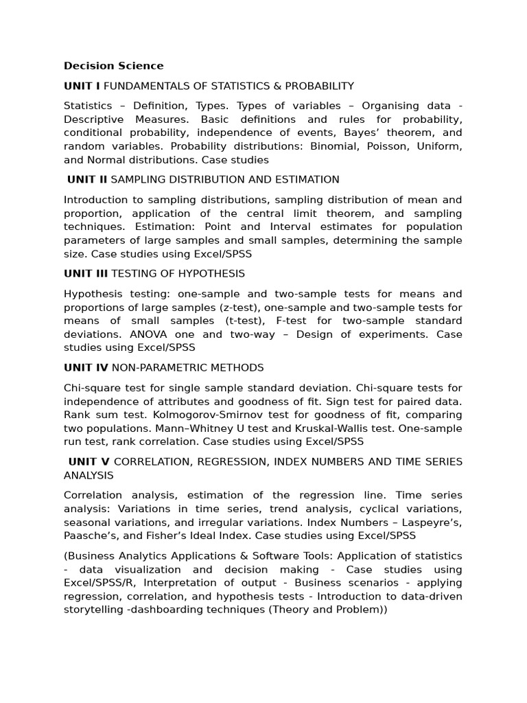 Unit I Fundamentals of Statistics | PDF