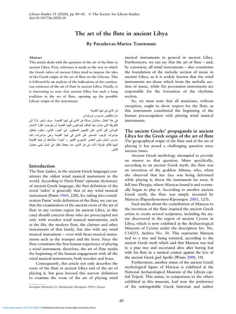 The Art of The Flute in Ancient Libya | PDF | Greek Mythology | Musical ...
