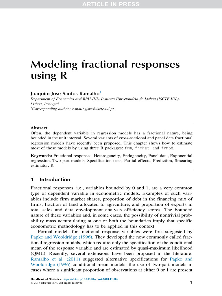 Fractional Response Modeling in R | PDF | Regression Analysis | Errors ...