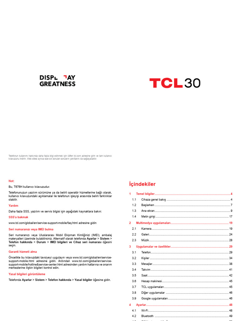 Tcl+30 t676h Um Turkish | PDF