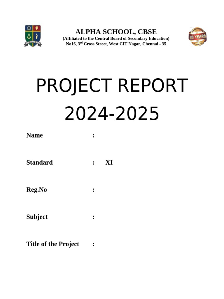 Alpha School CBSE Project Report 2024-2025 | PDF