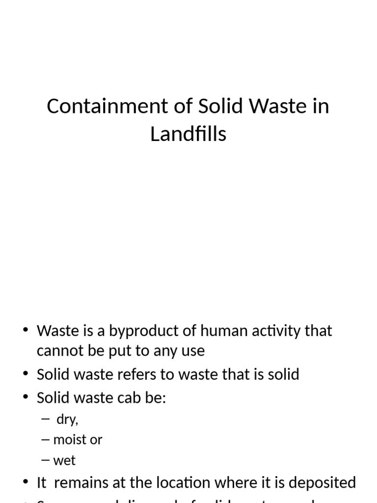 Solid Waste Containment in Landfills | PDF | Waste | Municipal Solid Waste