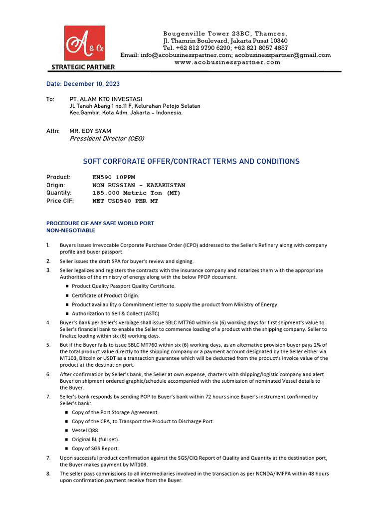 Sco - Cif Procedure - Aco | PDF | Letter Of Credit | Business Law
