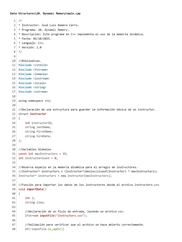 Memoria Dinámica en C++: Instructores | PDF | C ++ | Objeto (informática)