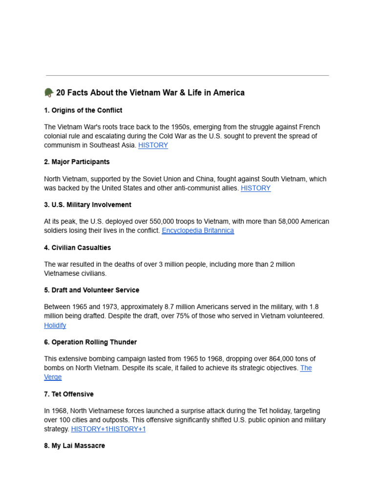 Vietnam War: 20 Key Facts Explained | PDF | Vietnam War | Vietnam