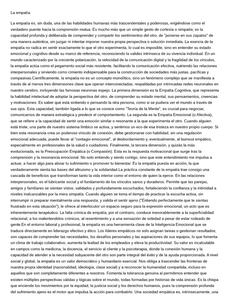 La Importancia de la Empatía en la Vida | PDF | Empatía | Las emociones