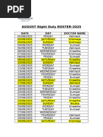 June 2025 Duty Roster Schedule | PDF