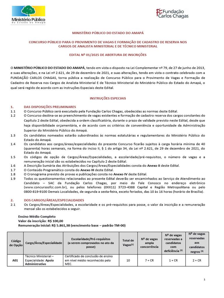 Concurso Público MP Amapá 2025: Vagas e Inscrições | PDF | Internet ...