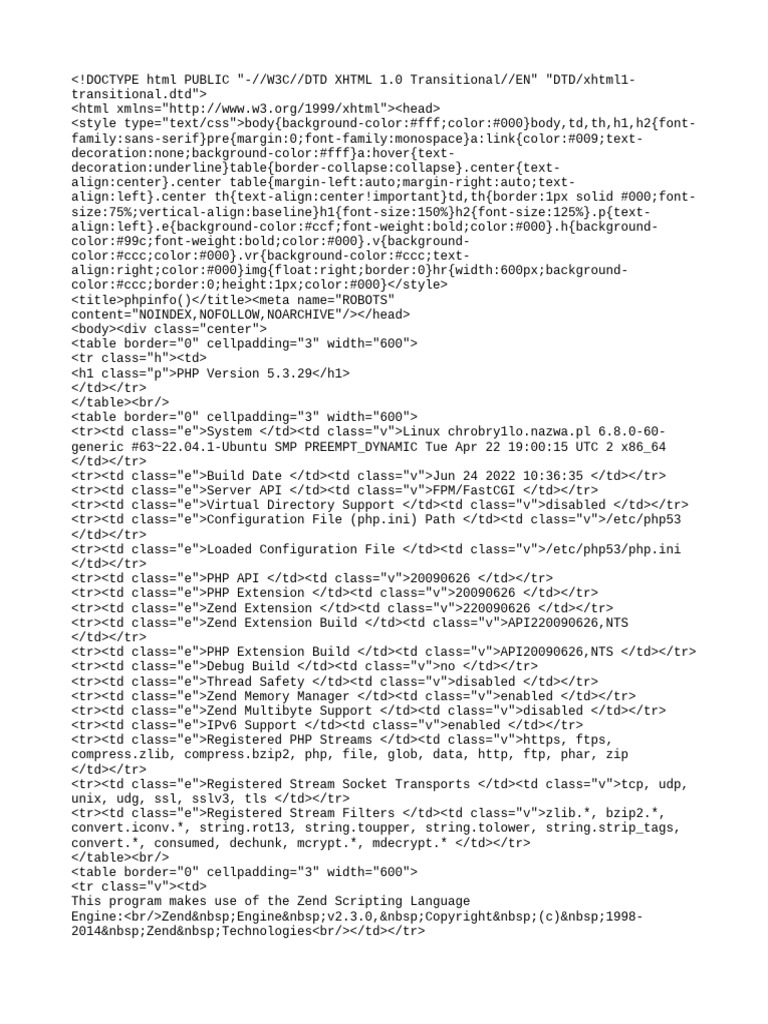 PHP 5.3.29 Configuration Details | PDF | Computer File