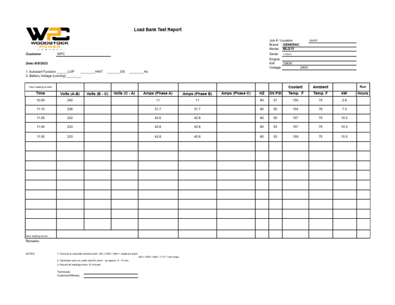 Generac MLG15 Load Bank Test Report | PDF | Mains Electricity ...