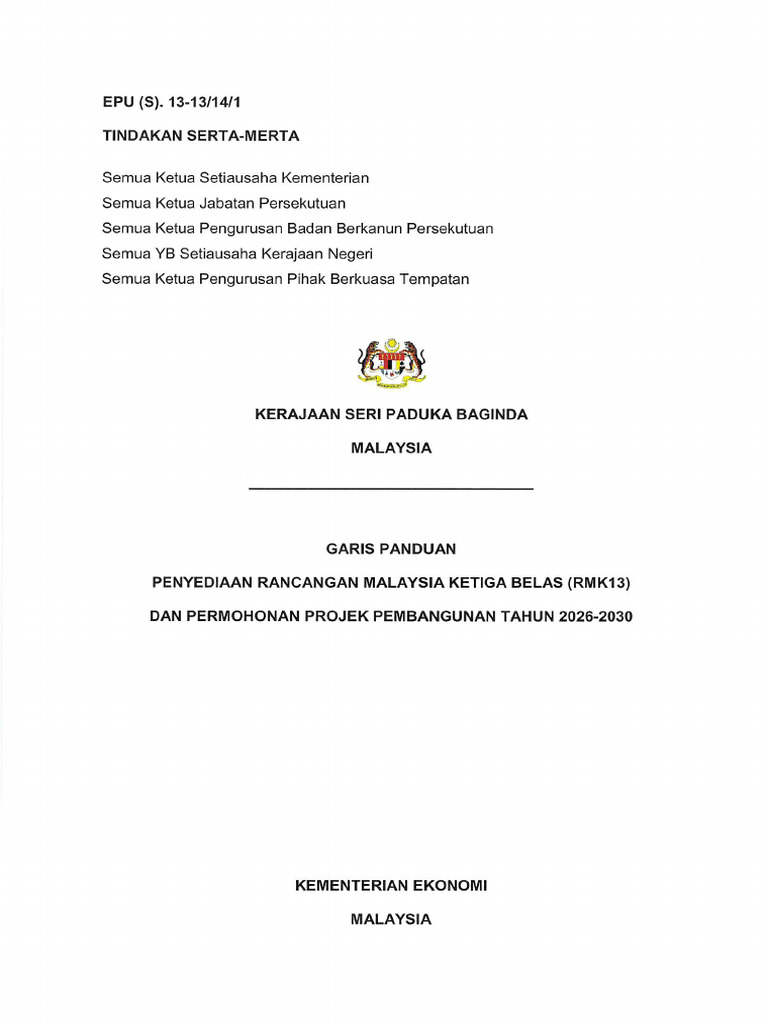 Garis Panduan Penyediaan RMK13 2026 2030 | PDF