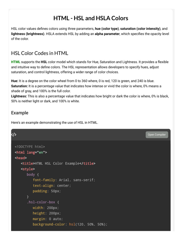 Understanding HSL and HSLA Colors | PDF | Hue | Color