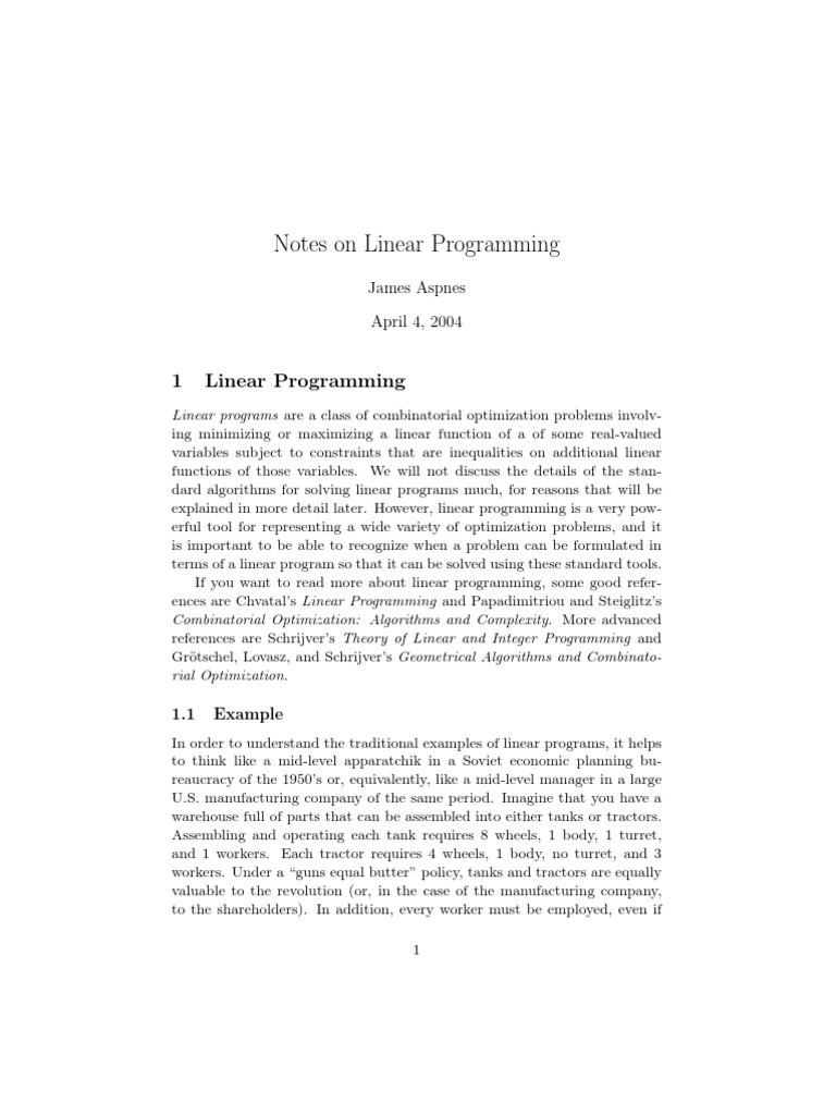 Notes On Linear Programming | PDF | Linear Programming | Matrix ...