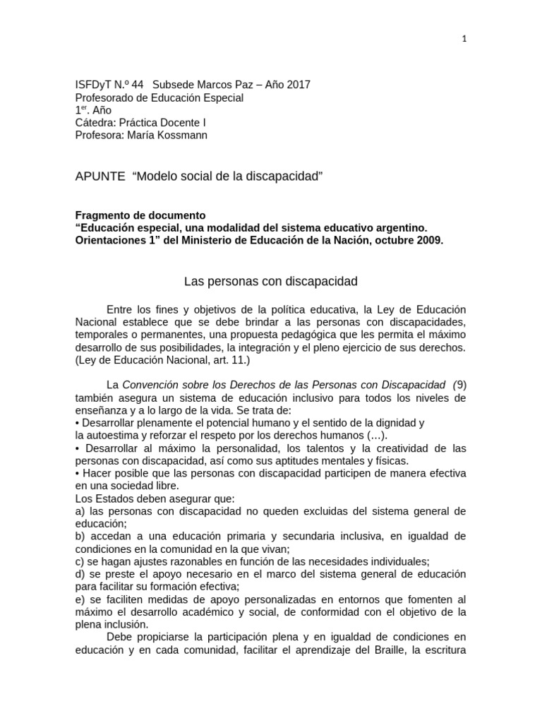 Modelo social de la discapacidad educativa | PDF | Invalidez ...