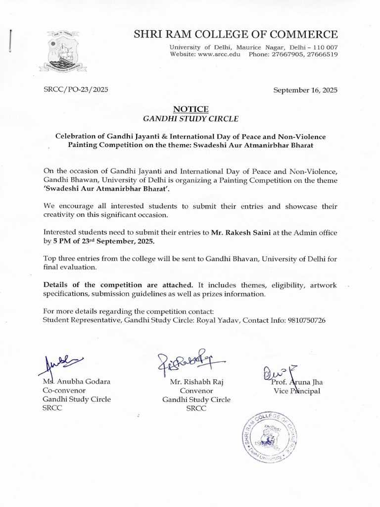Notice - Gandhi Study Circle | PDF