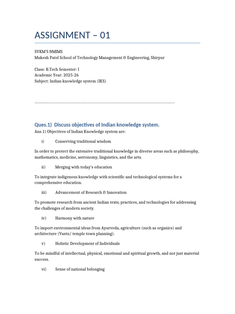 IKS Assignment Overview and Insights | PDF | Vedas | Integrated Circuit