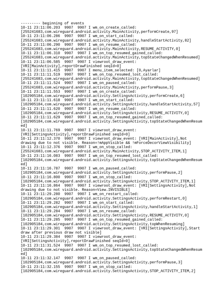 WireGuard Android Activity Logs | PDF | Computer Engineering | Computer ...