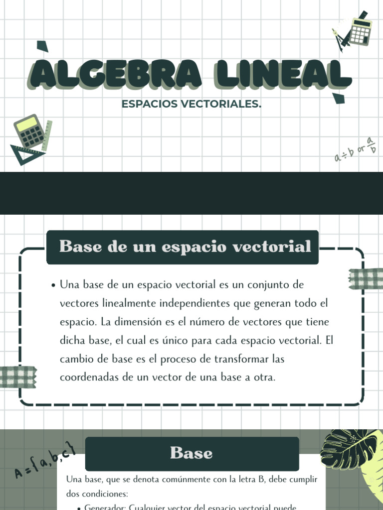 Fundamentos de Espacios Vectoriales | PDF | Base (álgebra lineal ...
