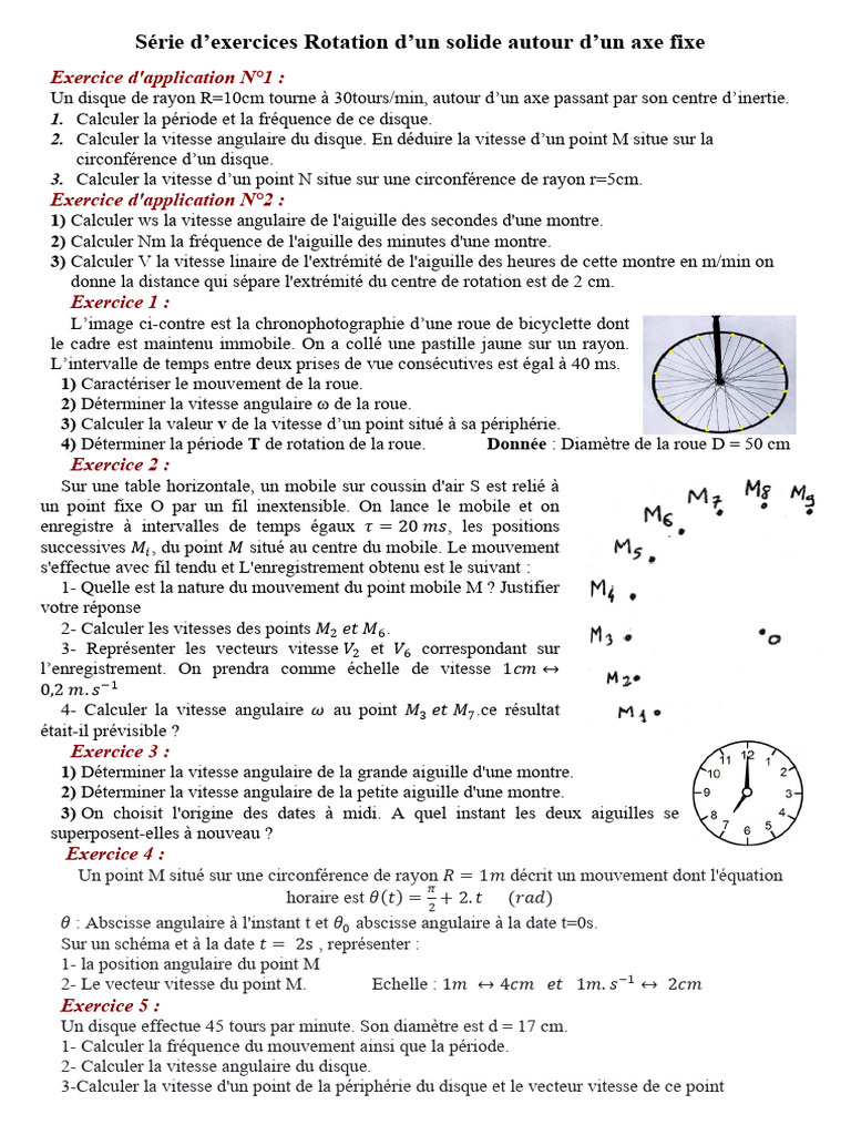 Exercices sur la rotation d'un solide | PDF | Rotation | Vitesse