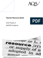 Teacher Resource Bank: GCE Physics A ISA/PSA Guidance