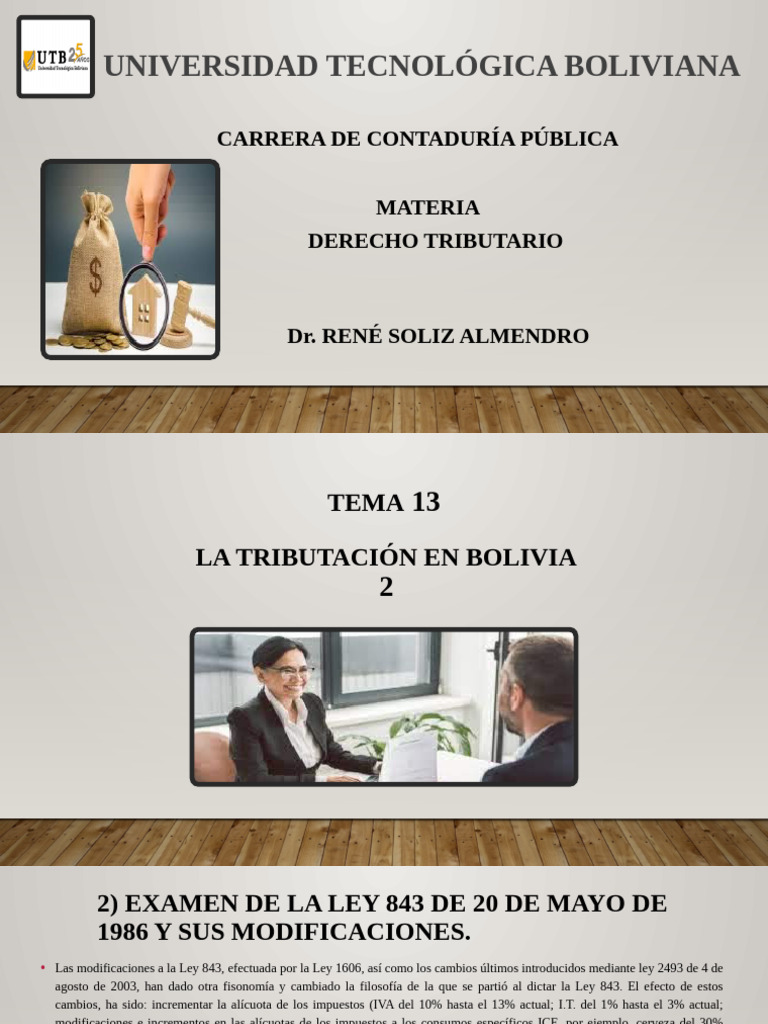 Tributación en Bolivia: Ley 843 y Modificaciones | PDF | Impuestos ...