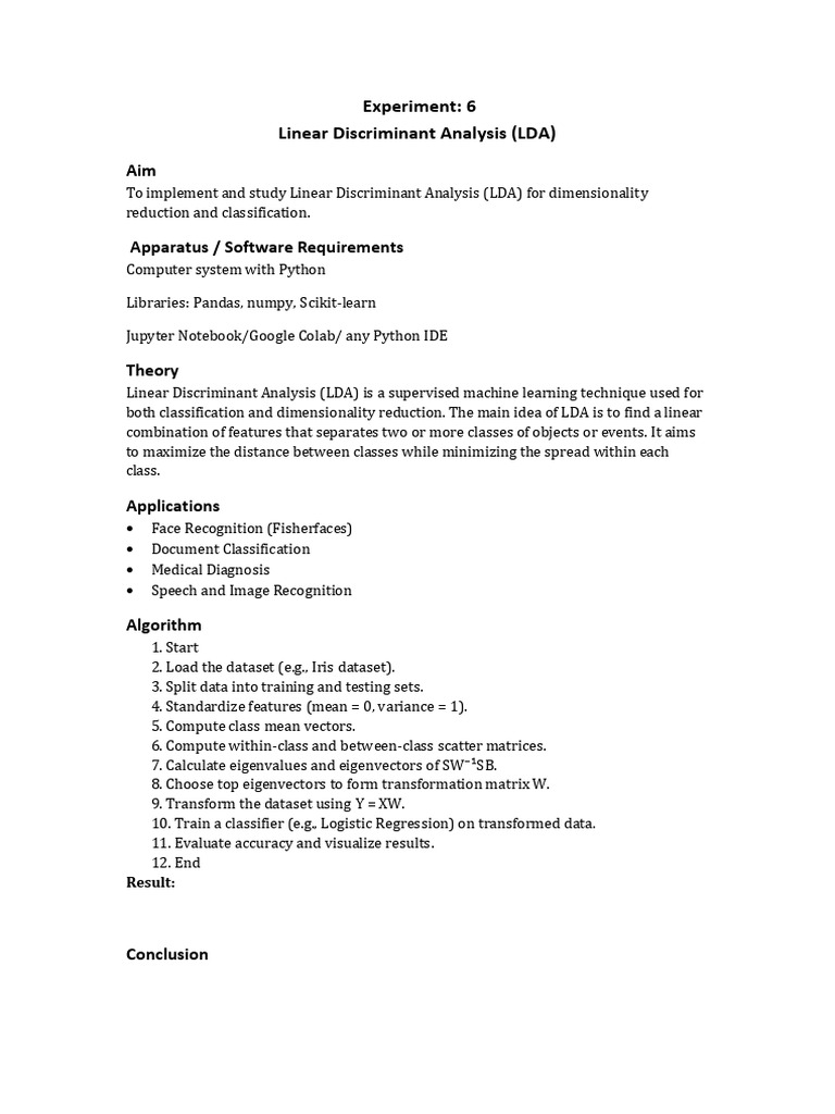 Linear Discriminant Analysis | PDF