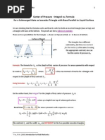 A Submerged Isosceles Triangle: Center of Pressure and Area Moment of Inertia