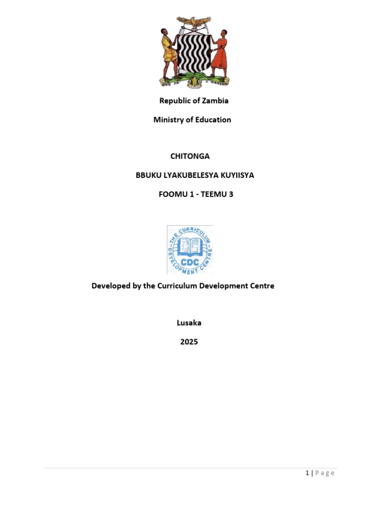 Chitonga Form 1 Teaching Module Term 3 | PDF