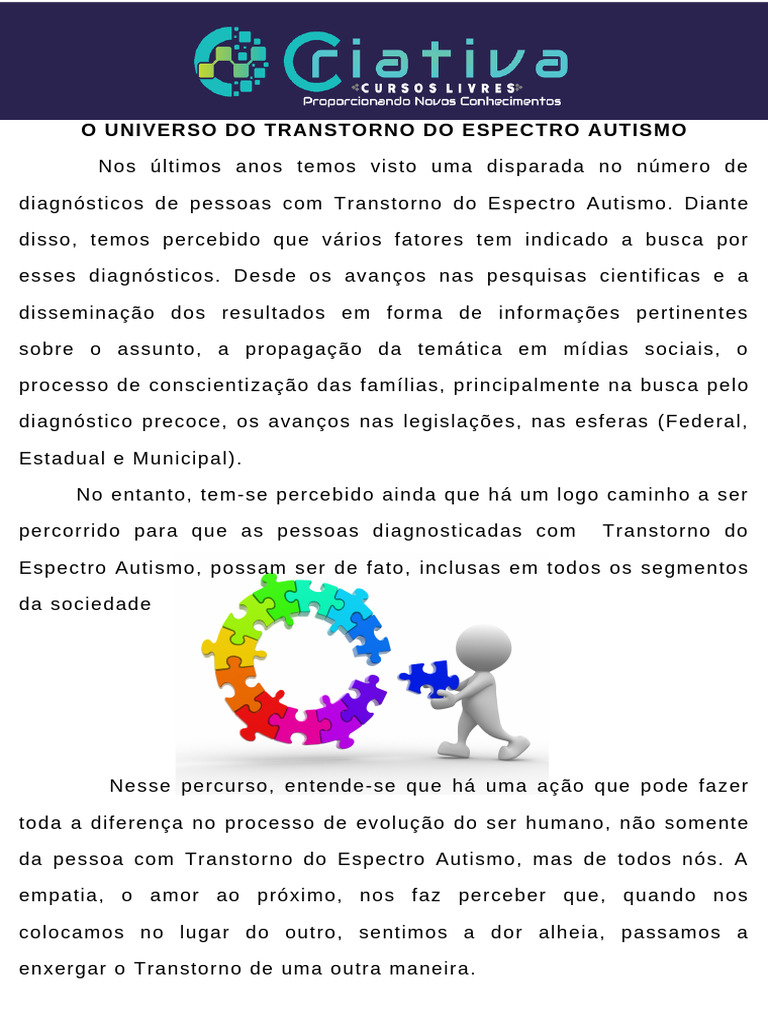 Entendendo o Transtorno do Espectro Autista | PDF | Autismo | Distúrbio ...