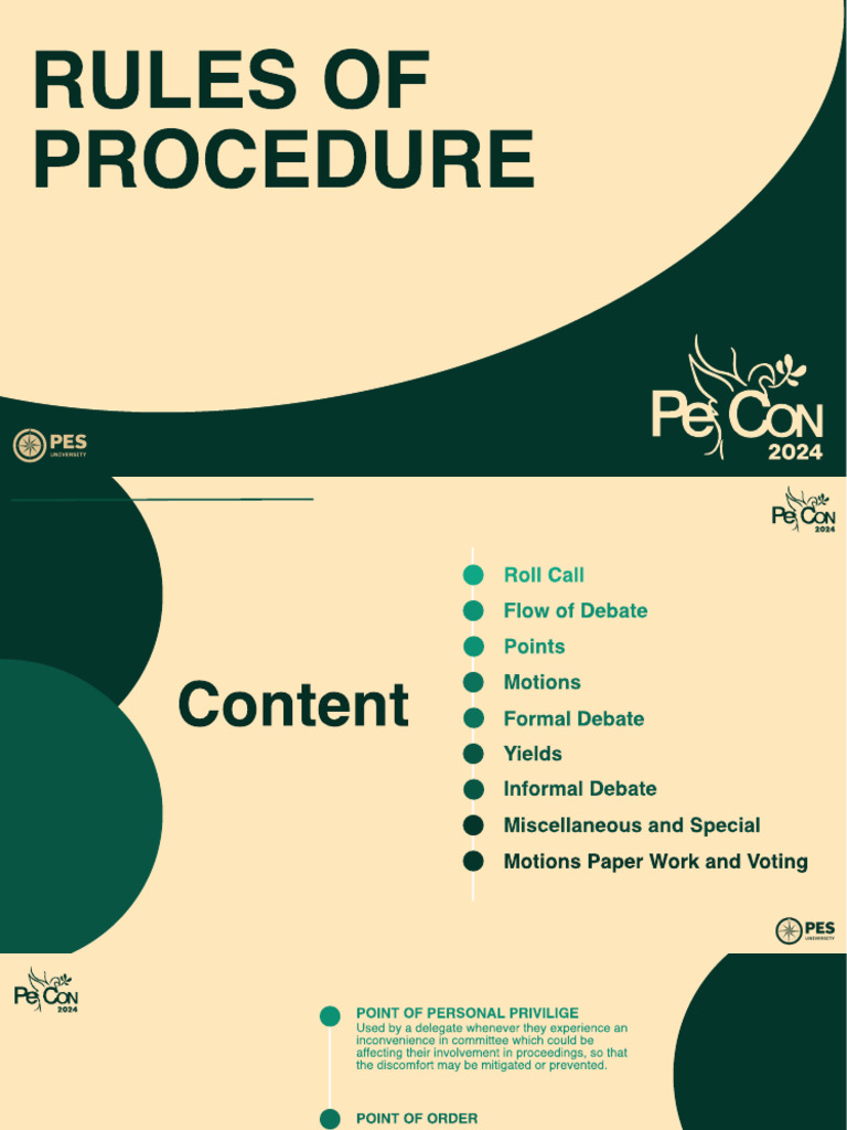 MUN Rules of Procedure Overview | PDF | Committee | Political Law