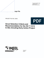 Grout Selection Criteria and Recommendation For The OU 7 4 3/14 in Situ Grouting Early Action Project