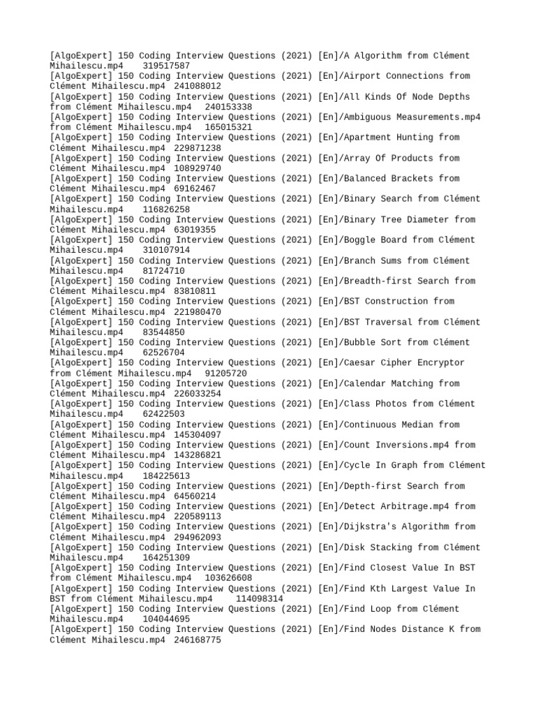 150 Coding Interview Questions 2021 | PDF | Algorithms And Data ...