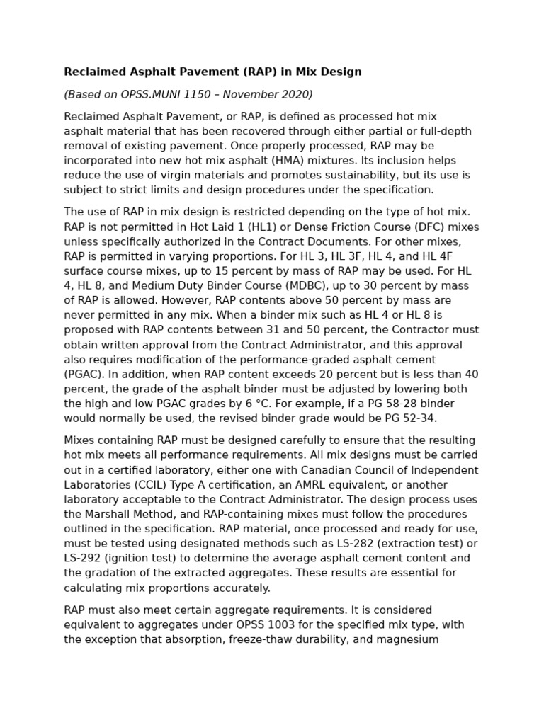 Guidelines for Reclaimed Asphalt Pavement | PDF | Road Surface ...