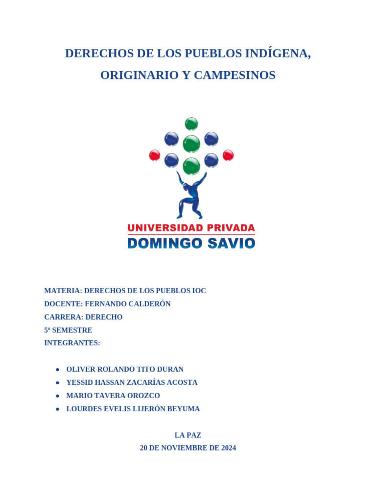 Derechos de los Pueblos Indígenas en Bolivia | PDF | Bolivia | Gente ...