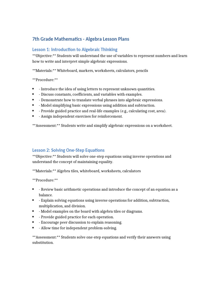 Introduction to Algebraic Thinking | PDF | Algebra | Equations