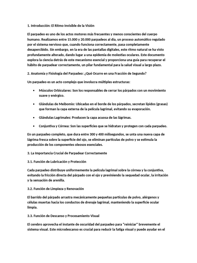Cómo Parpadear Correctamente | PDF | Ojo | Órganos sensoriales