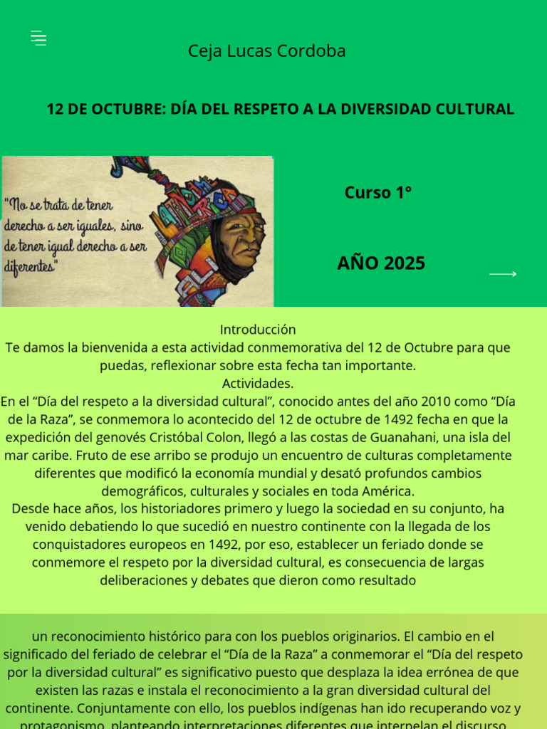 Lucas Cordoba 12 de Octubre | PDF | Cristobal colon | Colonización ...