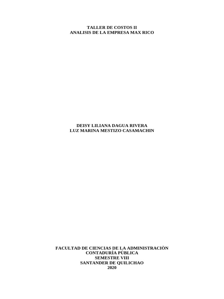 Análisis de Costos en Max Rico | PDF | Cliente | Business