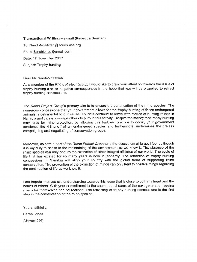 Examples of Excellent Transactional Writing | PDF