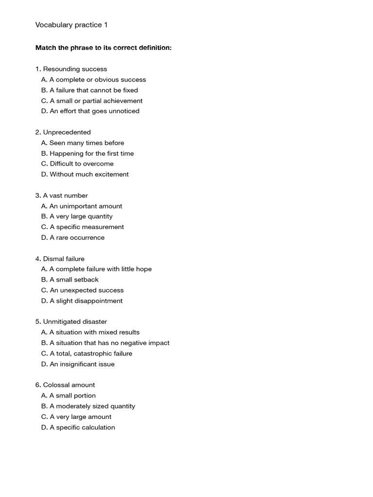 Vocabulary Practice: Match Definitions | PDF | Chess Theory | Chess