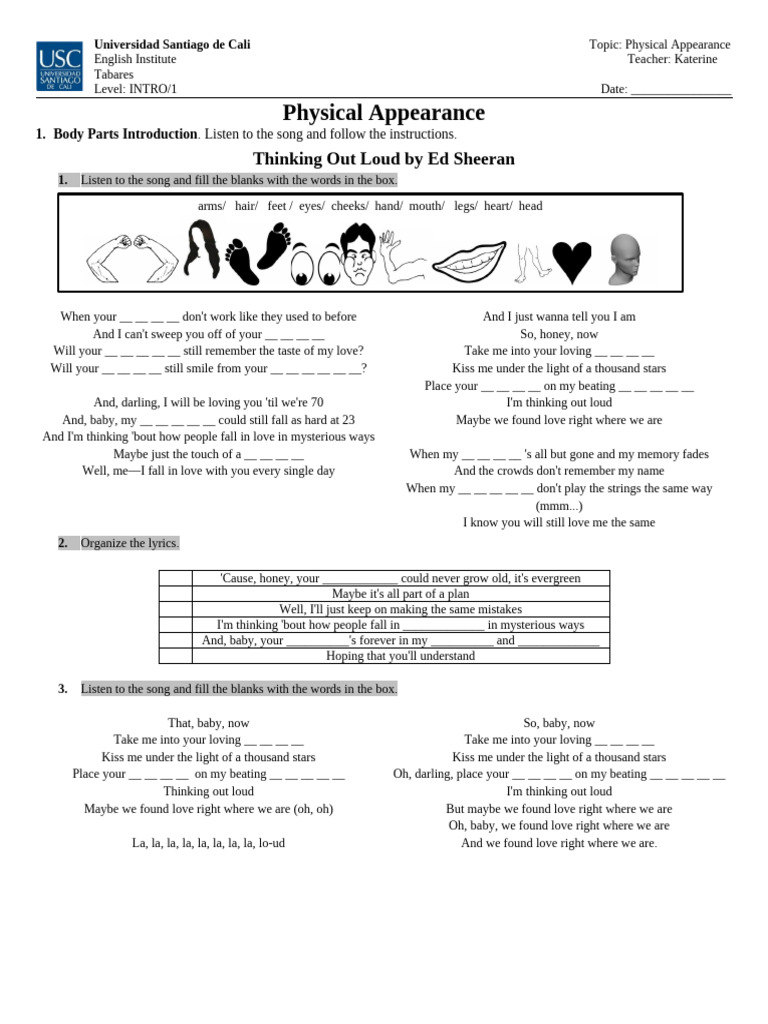 Physical Appearance Lesson Plan | PDF