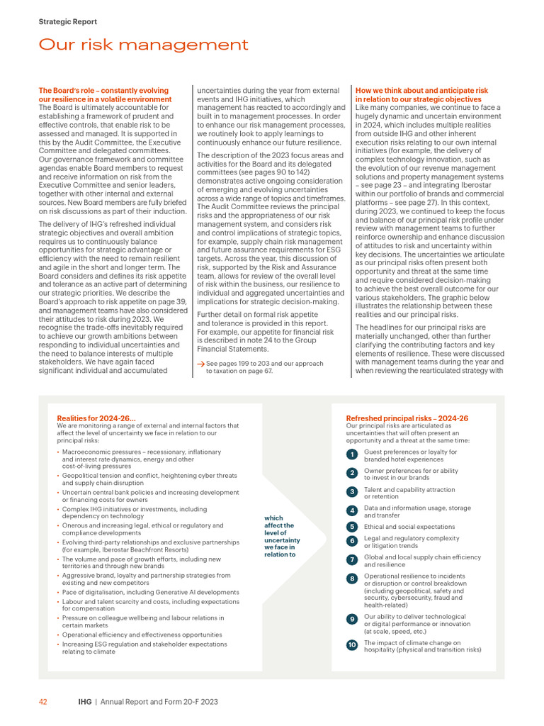 IHG Principal Risks Overview 2024-26 | PDF | Cost Of Living | Risk