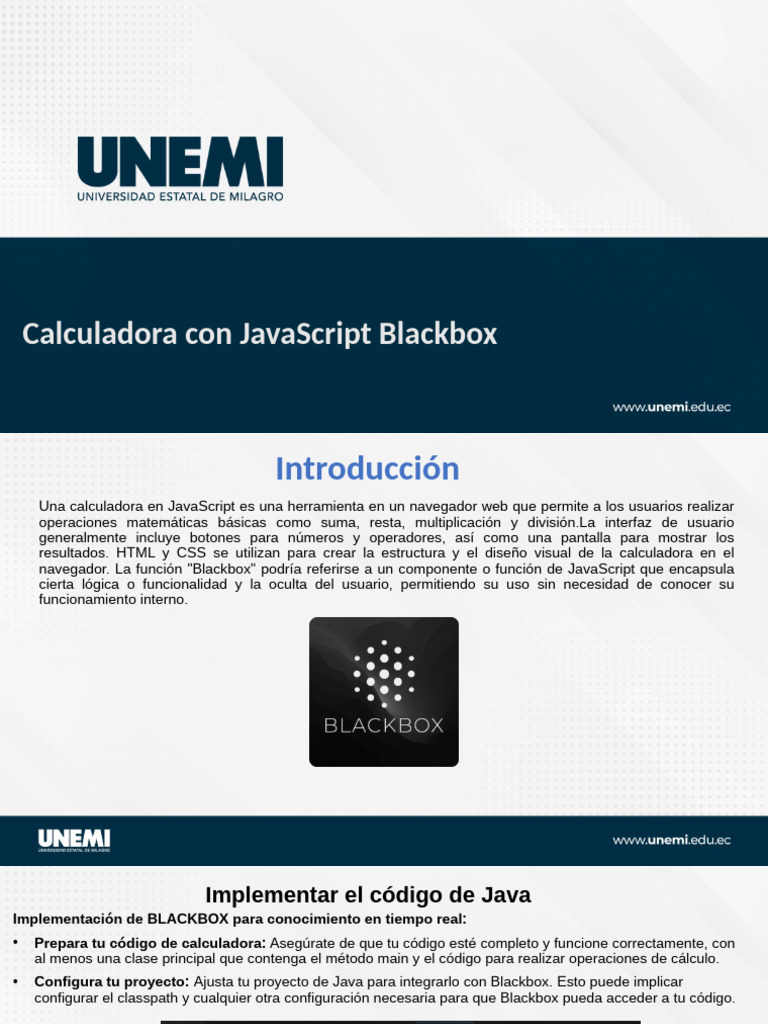 Calculadora JavaScript con Blackbox | PDF | Script Java | Java ...