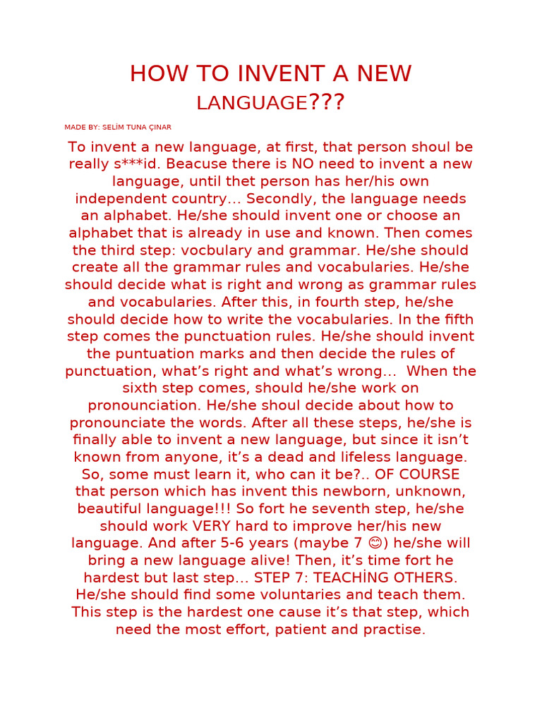 Steps to Invent a New Language | PDF