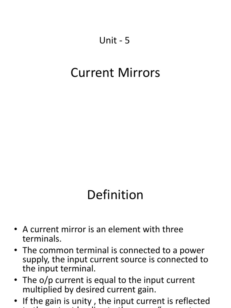 Overview of Current Mirror Types | PDF