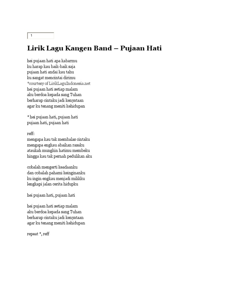 Lirik Lagu Kangen Band