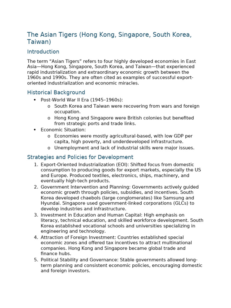 Economic Growth of the Asian Tigers | PDF | Four Asian Tigers | Economies